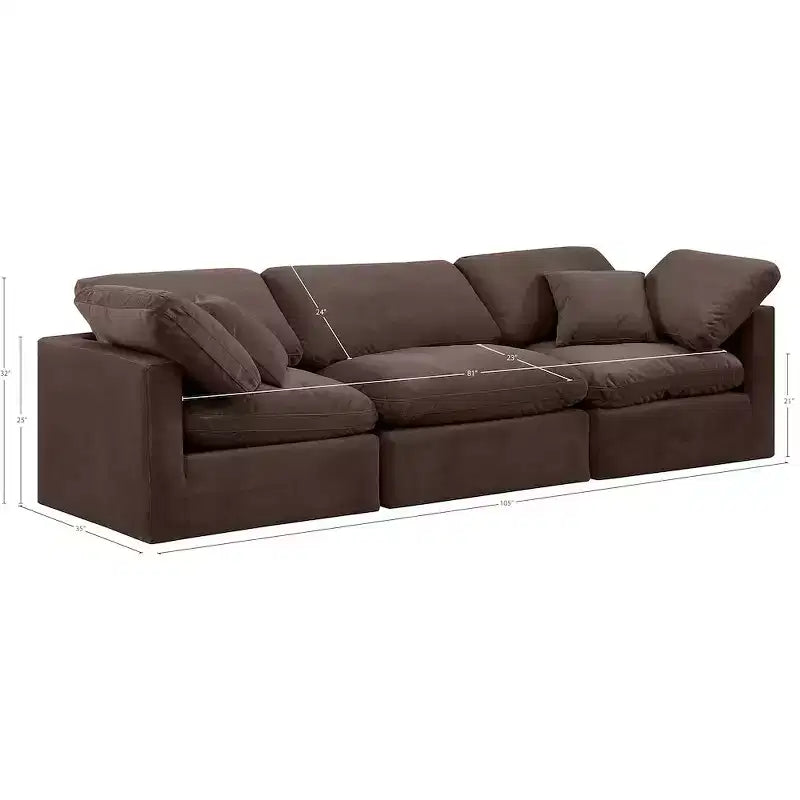 Meridian Furniture, Canapé modulaire en velours marron Indulge