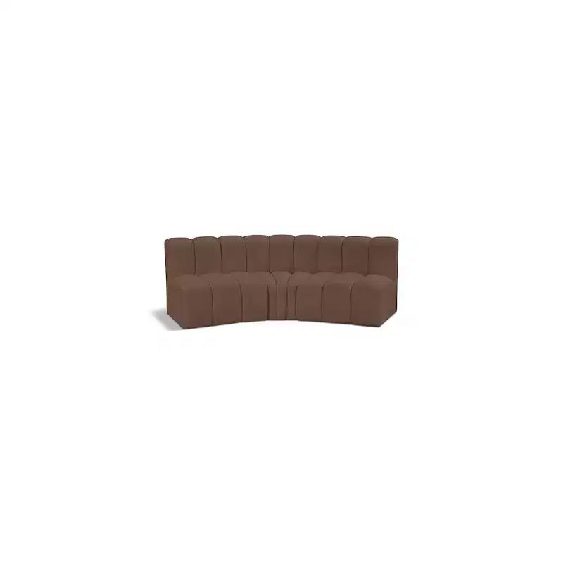 Meridian Furniture,Arc Brown Vegan Leather Modular Sofa