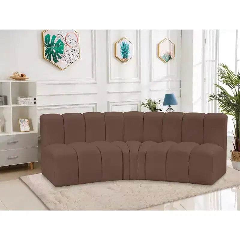Meridian Furniture, Canapé modulable Arc en cuir vegan marron