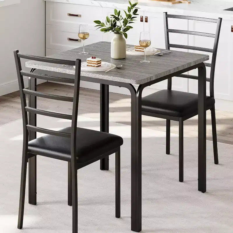 Ensemble de cuisine 3 pièces Table à manger en bois pour 2 personnes Table et chaises carrées Petit ensemble de table de ferme pour cuisine restaurant