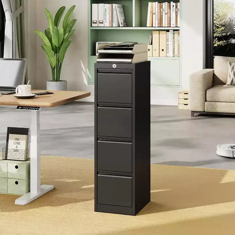 Meuble de classement à 4 tiroirs avec serrure, armoires de classement en métal, petit meuble de classement vertical en acier avec serrure pour bureau à domicile