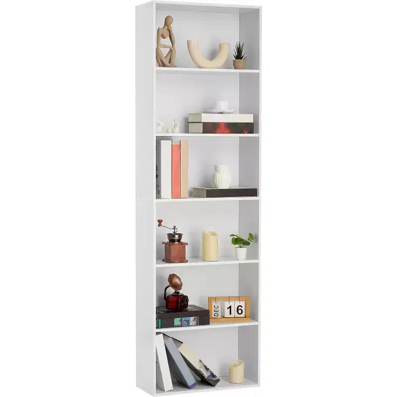 Étagère bibliothèque industrielle à 6 niveaux, étagère de rangement haute pour bureau à domicile, bibliothèque moderne de 180 cm pour salon, chambre à coucher, montage facile