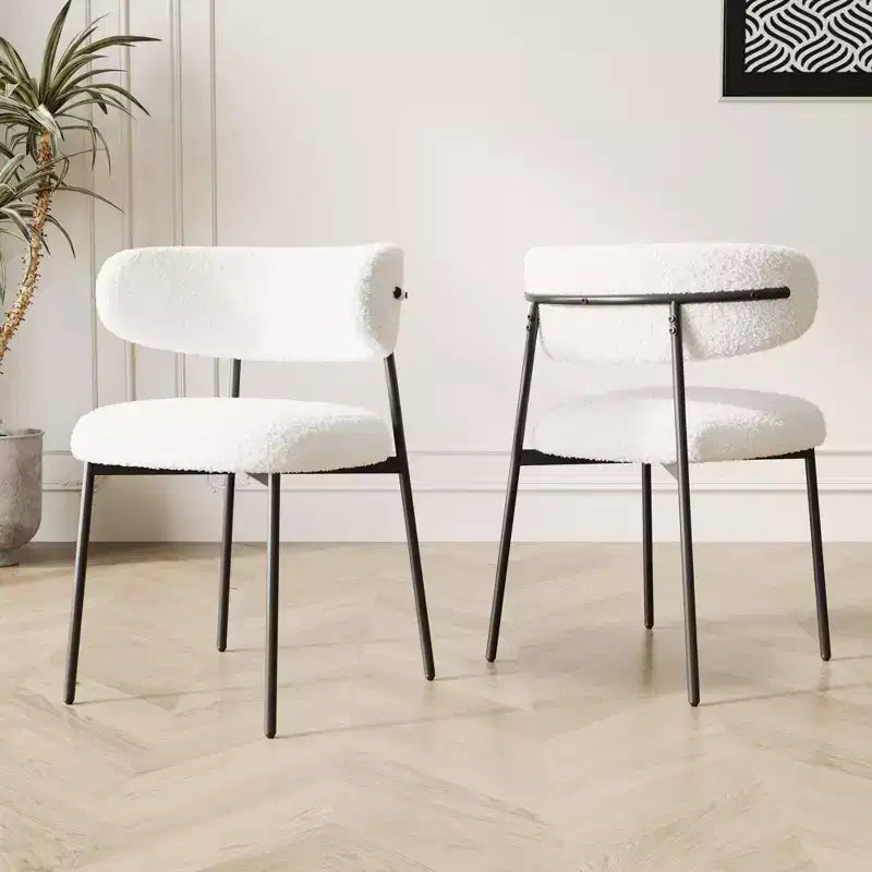 GDFStudio Mirae Modern Teddy Velvet Upholstered Dining Chairs with Curved Backrest (Set of 2)