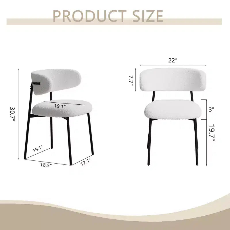 Chaises de salle à manger GDFStudio Mirae modernes rembourrées en velours Teddy avec dossier incurvé (lot de 2)