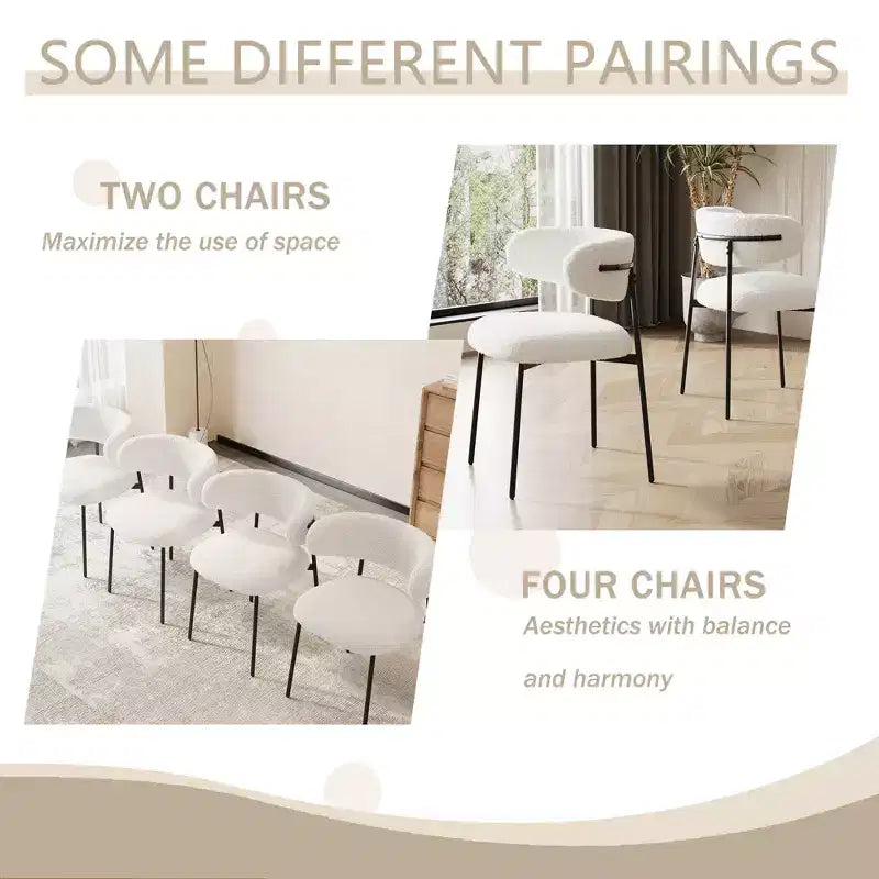Chaises de salle à manger GDFStudio Mirae modernes rembourrées en velours Teddy avec dossier incurvé (lot de 2)