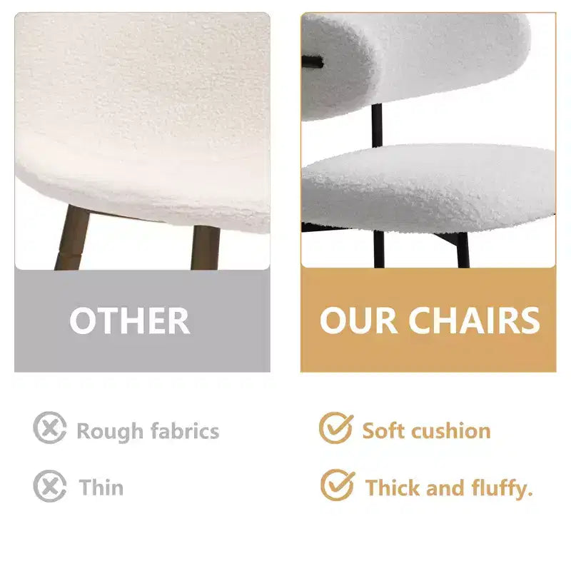 Chaises de salle à manger GDFStudio Mirae modernes rembourrées en velours Teddy avec dossier incurvé (lot de 2)