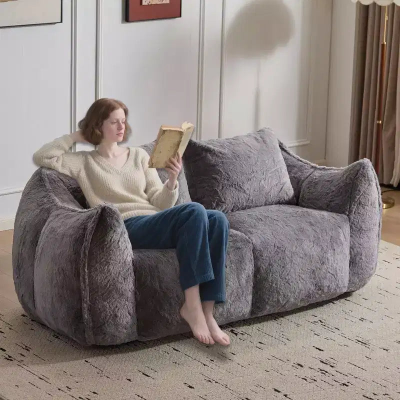 Canapé de sol Okak Ultra Doux et Moelleux en forme de pouf, avec oreillers dodus, Grand canapé paresseux pour salon et chambre