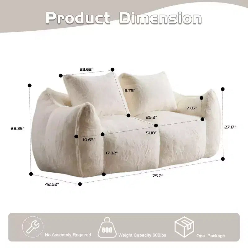 Canapé de sol Okak Ultra Doux et Moelleux en forme de pouf, avec oreillers dodus, Grand canapé paresseux pour salon et chambre