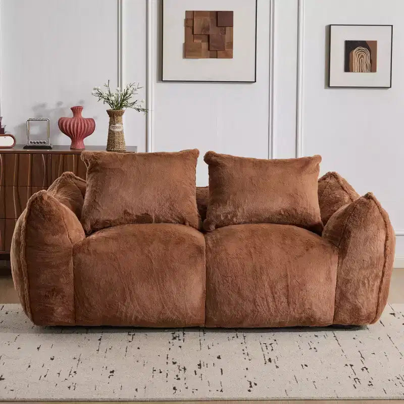 Canapé de sol Okak Ultra Doux et Moelleux en forme de pouf, avec oreillers dodus, Grand canapé paresseux pour salon et chambre