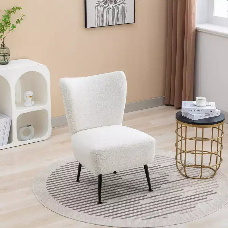 Living Room Chairs, Armless Accent Chair with Wooden Legs, Modern Upholstered Chair for Living Room, Bedroom, Office, Hotel