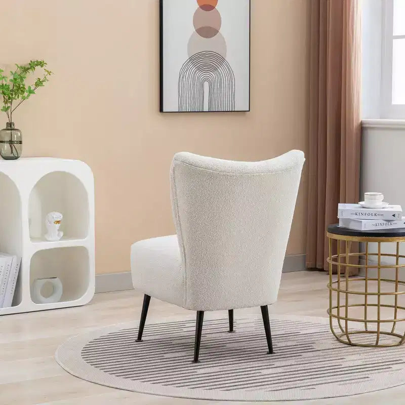 Chaises de salon, Fauteuil d'appoint sans accoudoirs avec pieds en bois, Chaise rembourrée moderne pour salon, chambre, bureau, hôtel