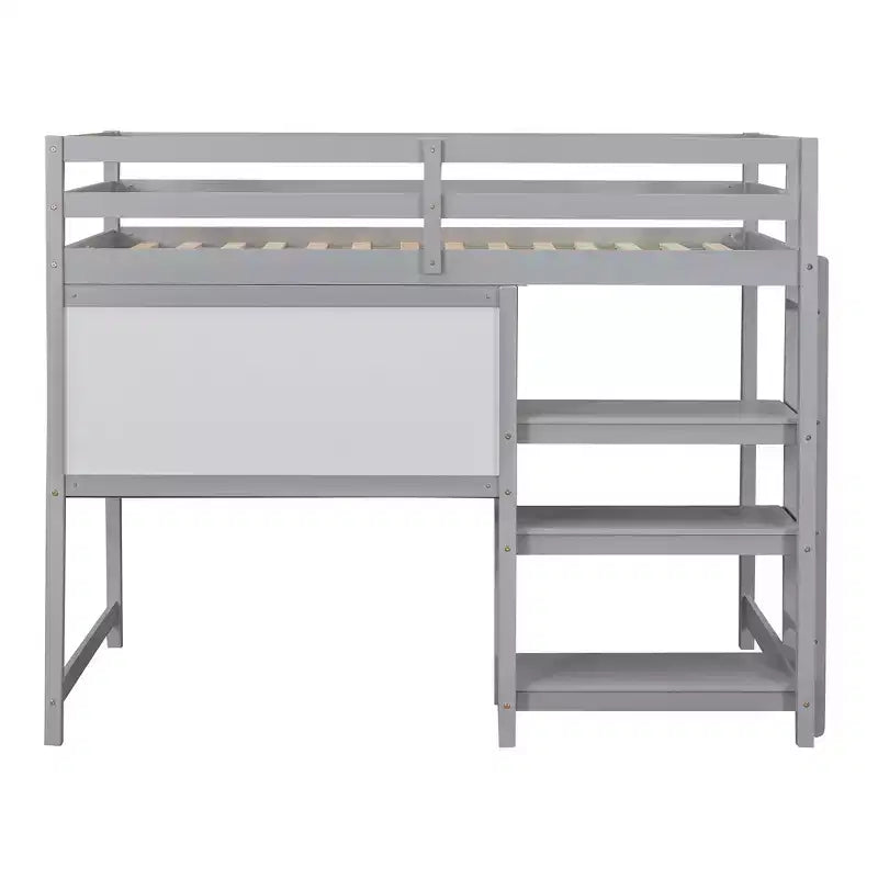 Lit mezzanine avec bureau et étagères, cadre de lit mezzanine en bois avec étagères de rangement et planche d'écriture