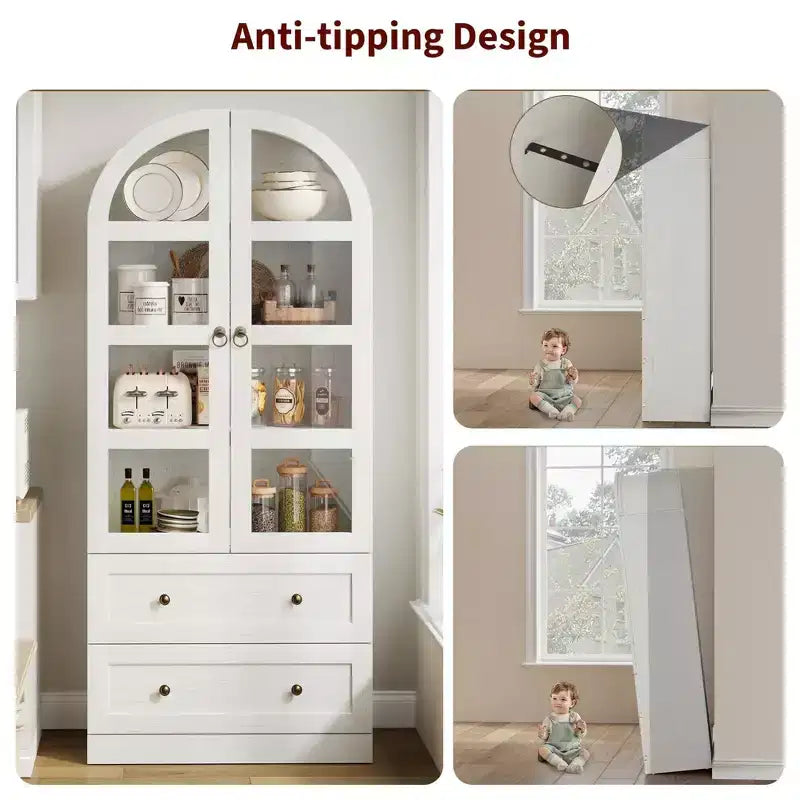 Bibliothèque haute en bois Coolmee de 180 cm avec portes et tiroirs, grand meuble de rangement pour bureau et salon