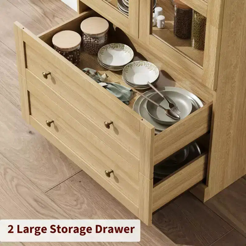 Bibliothèque haute en bois Coolmee de 180 cm avec portes et tiroirs, grand meuble de rangement pour bureau et salon