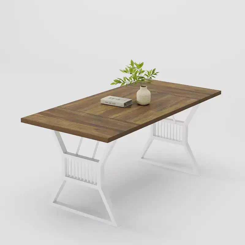 COZONY Table de salle à manger industrielle rustique - Table de cuisine rectangulaire pour 6 à 8 personnes, Table de salle à manger
