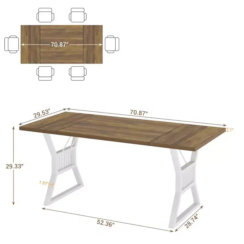 COZONY Table de salle à manger industrielle rustique - Table de cuisine rectangulaire pour 6 à 8 personnes, Table de salle à manger