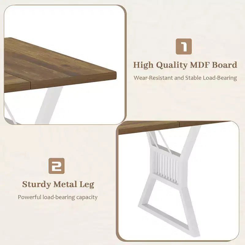 COZONY Table de salle à manger industrielle rustique - Table de cuisine rectangulaire pour 6 à 8 personnes, Table de salle à manger