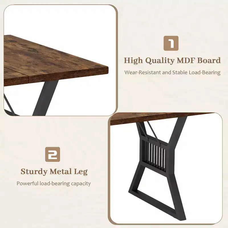 COZONY Table de salle à manger industrielle rustique - Table de cuisine rectangulaire pour 6 à 8 personnes, Table de salle à manger