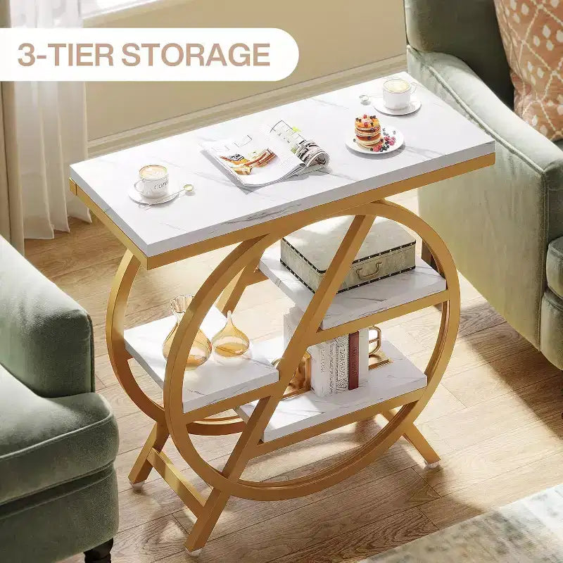 Okak Industrial Table d'appoint ronde à 4 niveaux en métal, petite table de chevet rustique, table de canapé derrière le canapé pour le couloir, le salon