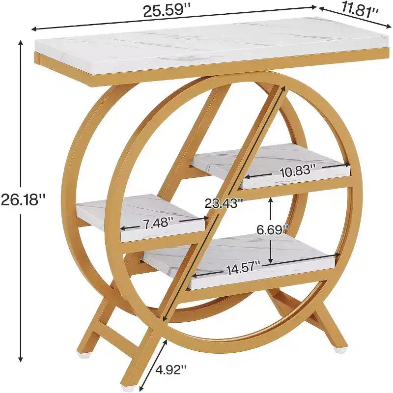 Okak Industrial Table d'appoint ronde à 4 niveaux en métal, petite table de chevet rustique, table de canapé derrière le canapé pour le couloir, le salon
