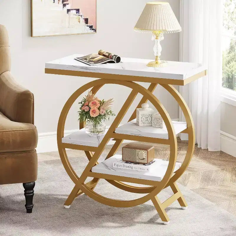Okak Industrial Table d'appoint ronde à 4 niveaux en métal, petite table de chevet rustique, table de canapé derrière le canapé pour le couloir, le salon