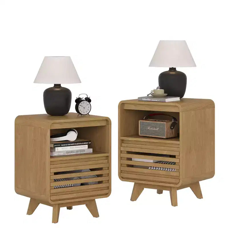 SOLACE FURNITURE Table de Chevet avec Tiroir de Rangement Grille Table d'Appoint