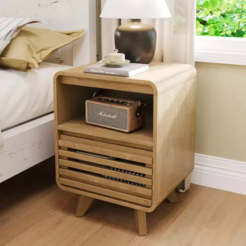SOLACE FURNITURE Table de Chevet avec Tiroir de Rangement Grille Table d'Appoint