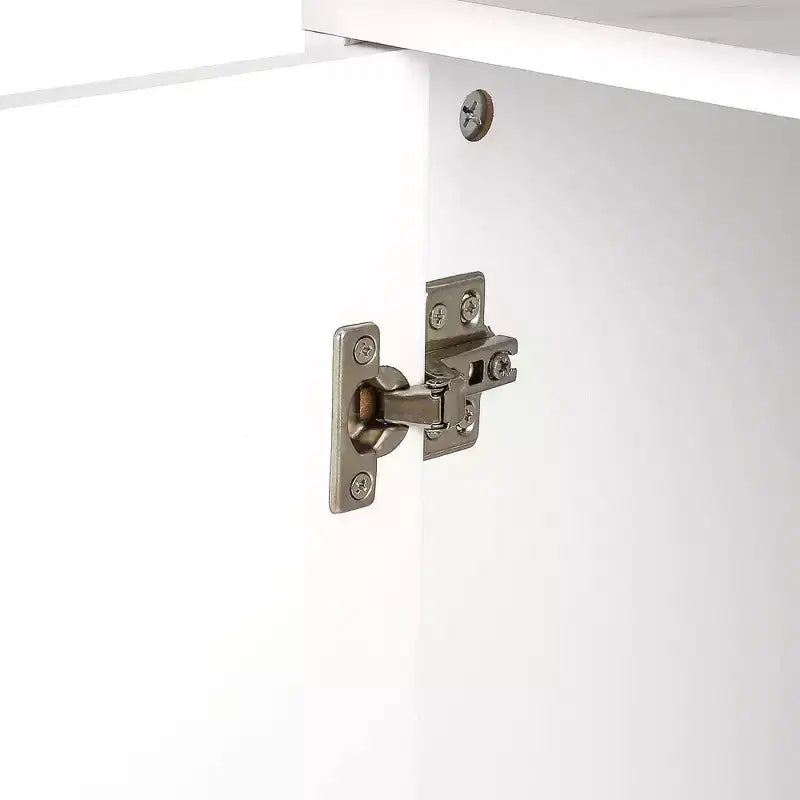 Buffet Hostack avec 4 portes, étagères réglables, poignées et pieds en métal pour salon, blanc