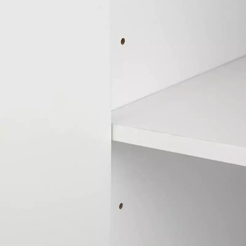 Buffet Hostack avec 4 portes, étagères réglables, poignées et pieds en métal pour salon, blanc