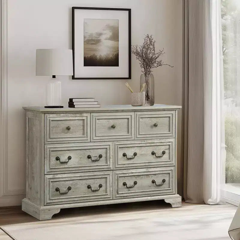 Commode en bois 7 tiroirs GDFStudio Graham Farmhouse 47,5