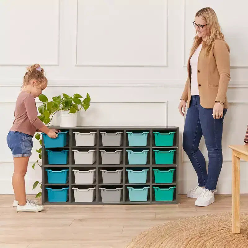 Armoire de rangement ECR4Kids Streamline 20 bacs et 20 bacs à façade ouverte, 4x5, Meuble pour enfant