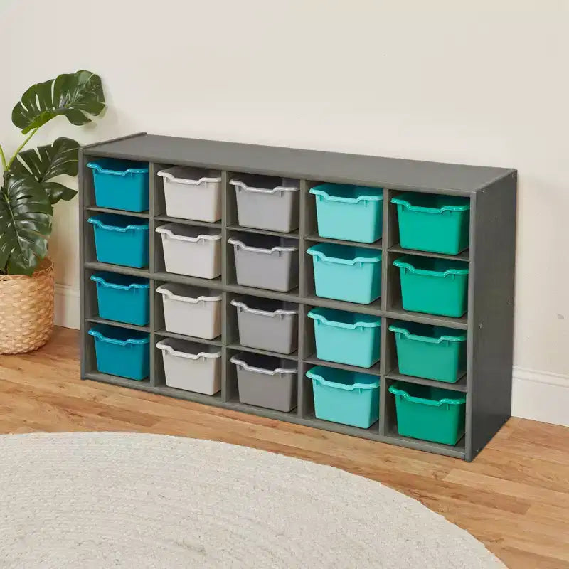 Armoire de rangement ECR4Kids Streamline 20 bacs et 20 bacs à façade ouverte, 4x5, Meuble pour enfant