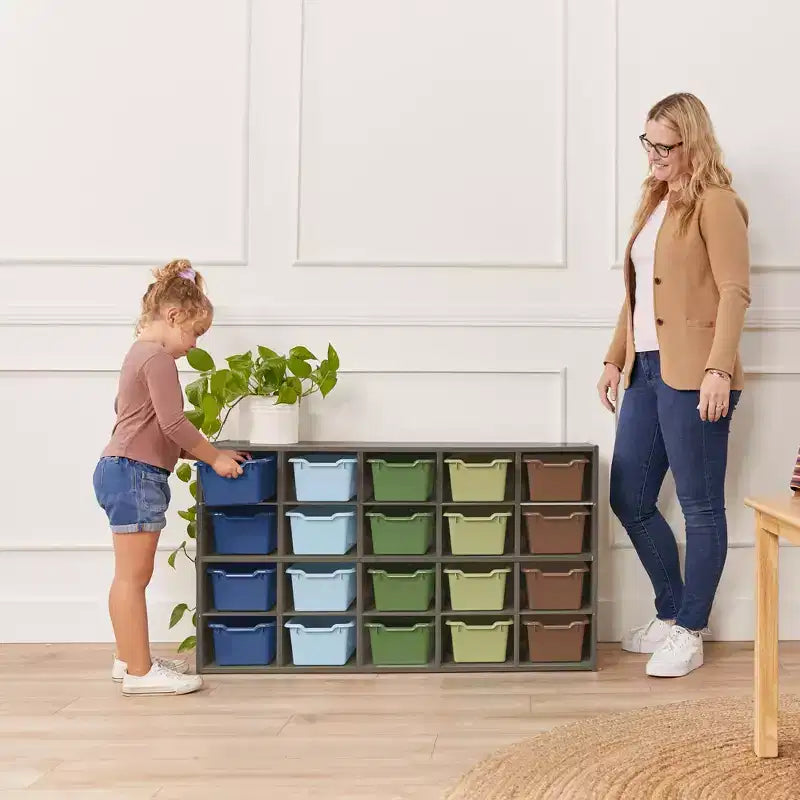 Armoire de rangement ECR4Kids Streamline 20 bacs et 20 bacs à façade ouverte, 4x5, Meuble pour enfant