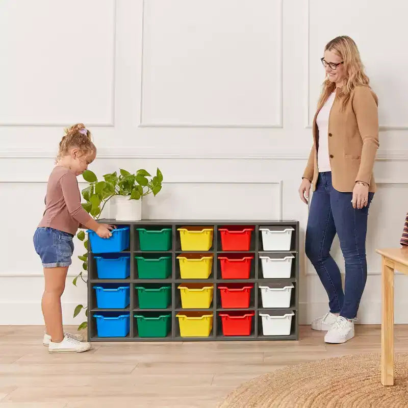 Armoire de rangement ECR4Kids Streamline 20 bacs et 20 bacs à façade ouverte, 4x5, Meuble pour enfant