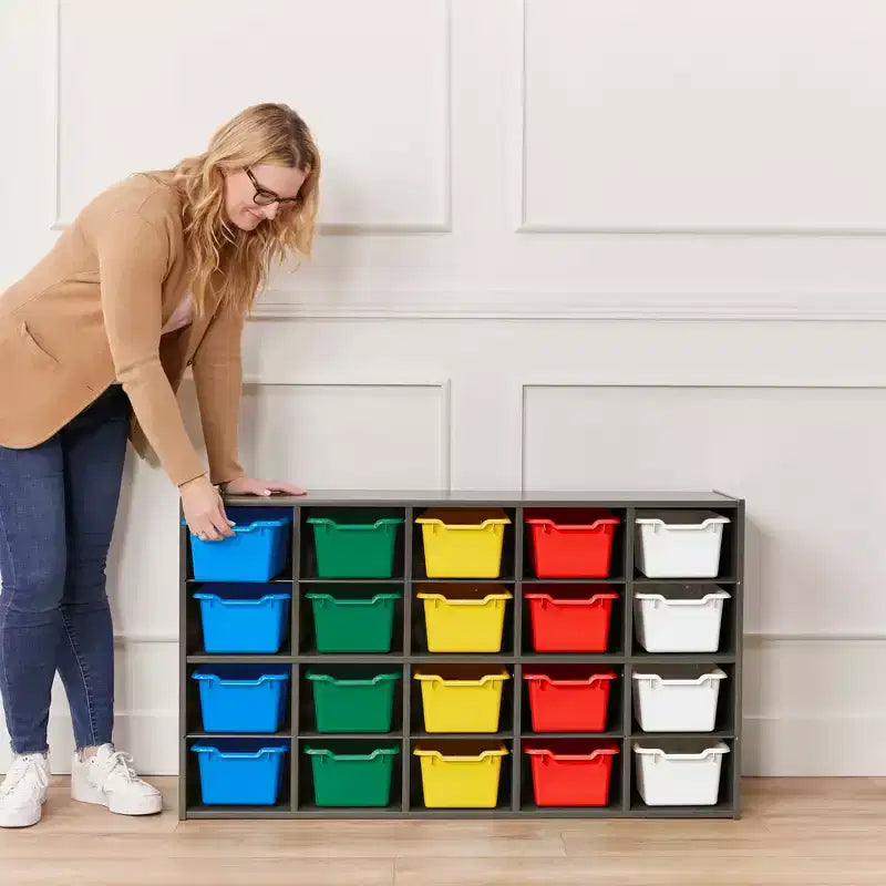 Armoire de rangement ECR4Kids Streamline 20 bacs et 20 bacs à façade ouverte, 4x5, Meuble pour enfant