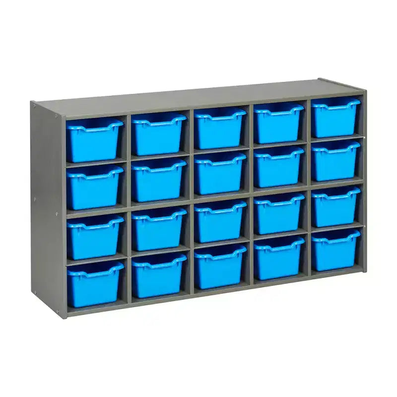 Armoire de rangement ECR4Kids Streamline 20 bacs et 20 bacs à façade ouverte, 4x5, Meuble pour enfant