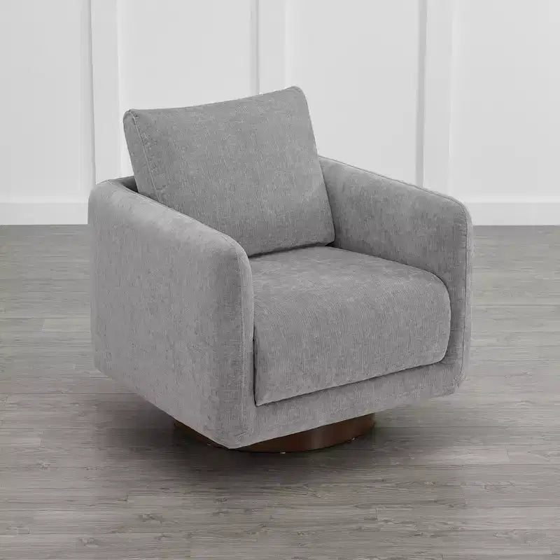 Fauteuil pivotant moderne Spruce&Spring avec coussin de dossier amovible, individuel, tissu gris tourterelle