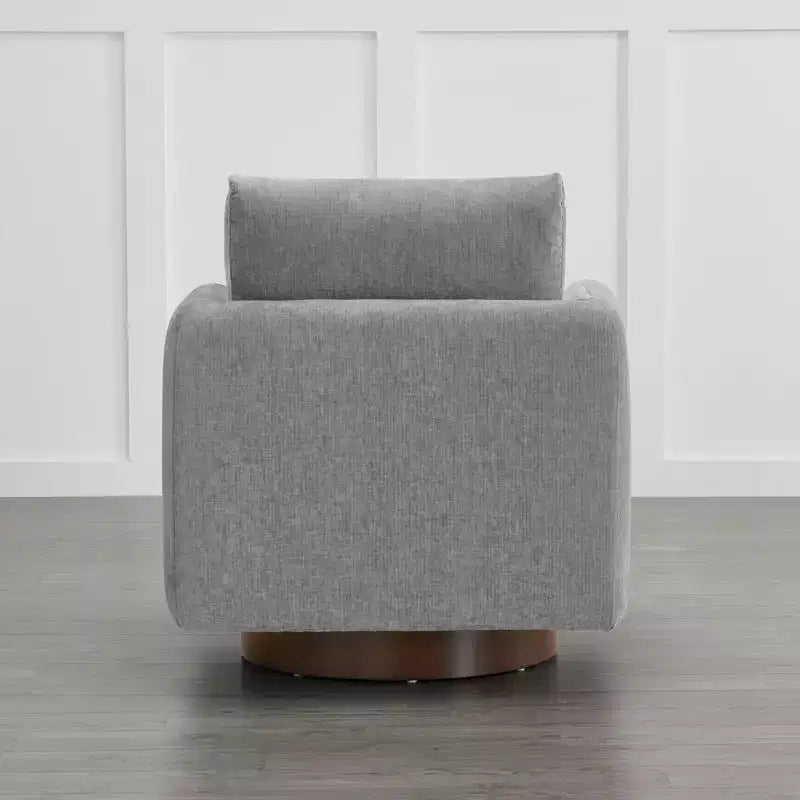 Fauteuil pivotant moderne Spruce&Spring avec coussin de dossier amovible, individuel, tissu gris tourterelle