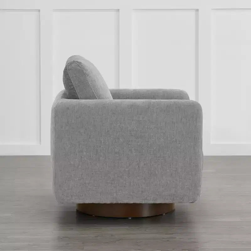 Fauteuil pivotant moderne Spruce&Spring avec coussin de dossier amovible, individuel, tissu gris tourterelle
