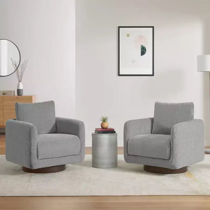 Fauteuil pivotant moderne Spruce&Spring avec coussin de dossier amovible, individuel, tissu gris tourterelle