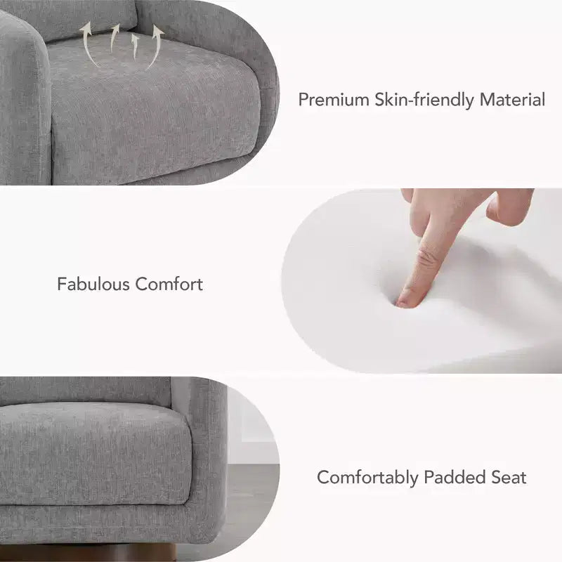 Fauteuil pivotant moderne Spruce&Spring avec coussin de dossier amovible, individuel, tissu gris tourterelle