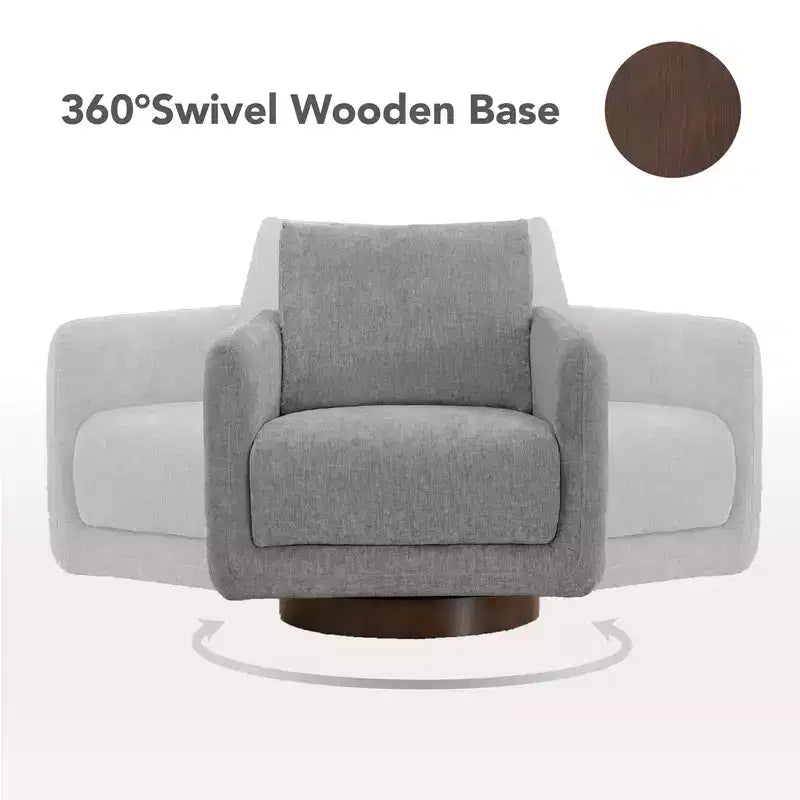 Fauteuil pivotant moderne Spruce&Spring avec coussin de dossier amovible, individuel, tissu gris tourterelle
