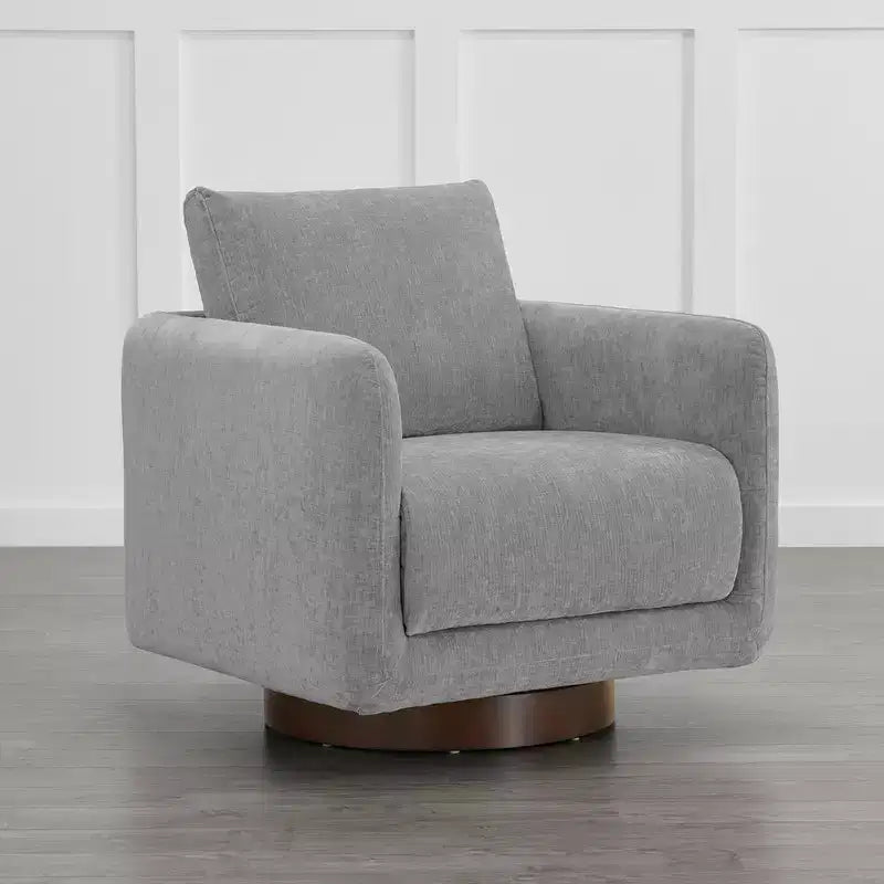 Fauteuil pivotant moderne Spruce&Spring avec coussin de dossier amovible, individuel, tissu gris tourterelle