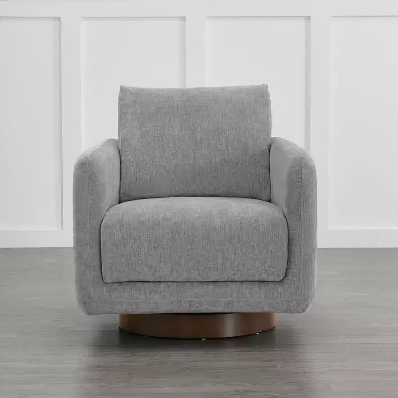 Fauteuil pivotant moderne Spruce&Spring avec coussin de dossier amovible, individuel, tissu gris tourterelle