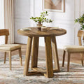 Lantine Small Round Dining Table for 2-4, 31.5 Inches Farmhouse Kitchen Table for Small Space, Dining Room, Kitchen, Apartment, Rustic Brown