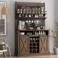TROPOW Bar Cabinet 75 Tall Coffee Hutch Large Kitchens Hutch Farmhouse Coffee Bar Cabinet Cupboard with Sliding Barn Door