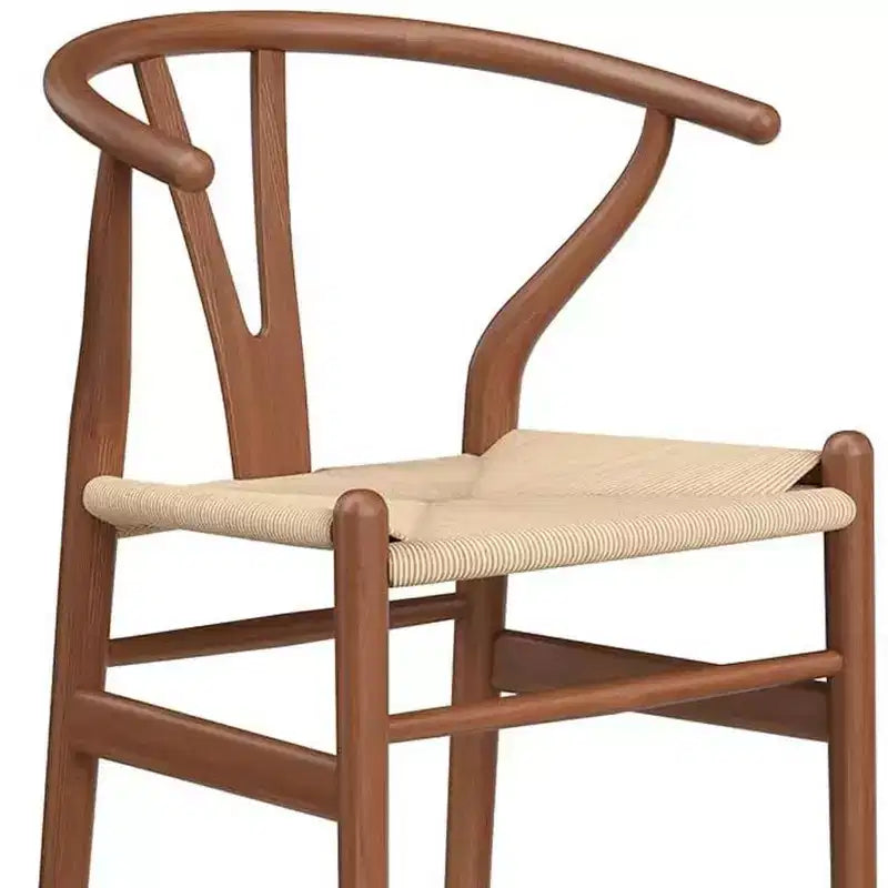 Chaise de bar HomeRoots 27 en bois massif beige et noyer, hauteur comptoir