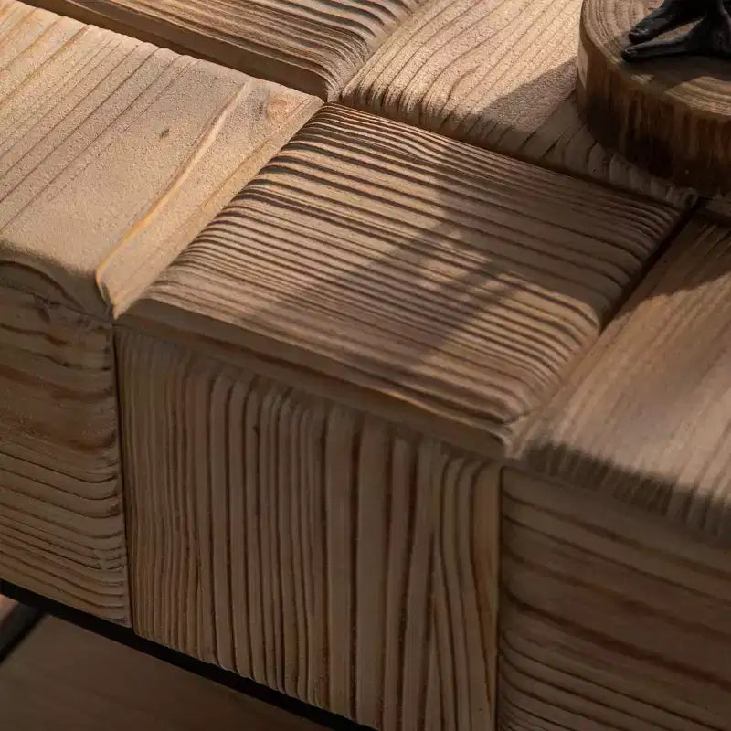 Table basse carrée rétro CuisinSmart 21.06 avec 2 tiroirs, petite table centrale au design assemblé pour salle à manger, salon, bureau