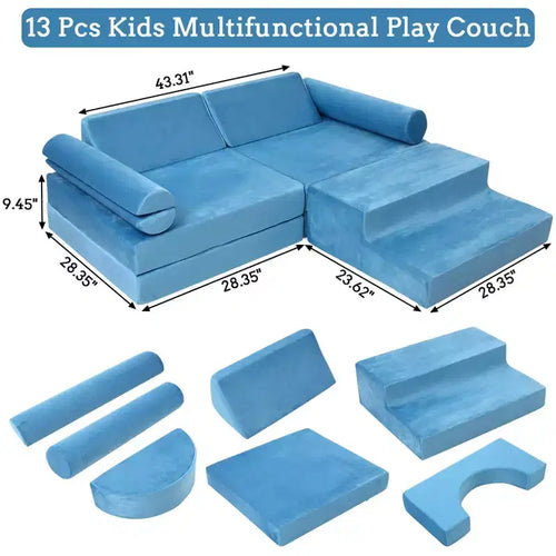 Canapé modulaire 13 pièces pour enfants, canapé de jeu modulaire convertible pour enfants, canapé sectionnel modulaire en mousse