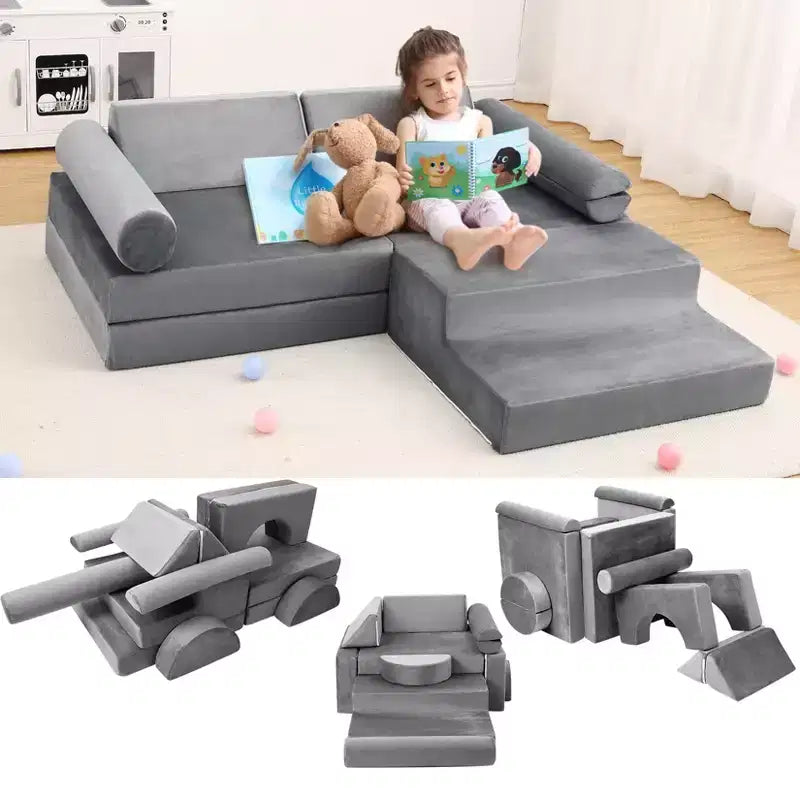 Canapé modulaire 13 pièces pour enfants, canapé de jeu modulaire convertible pour enfants, canapé sectionnel modulaire en mousse
